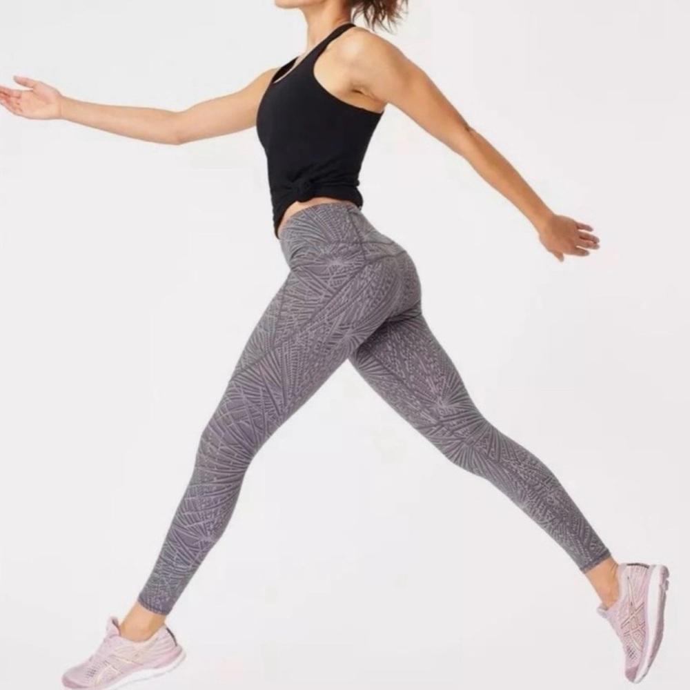 Sweaty Betty Power Pocket Workout 7/8 Leggings  "Moonrock Purple Palm